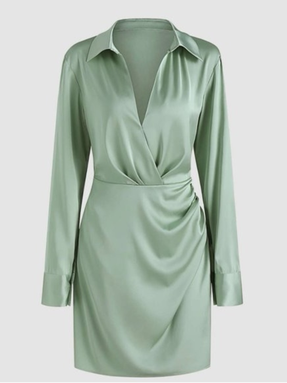Cider Dirty Martini Long Sleeve Pale Green Mini Dress